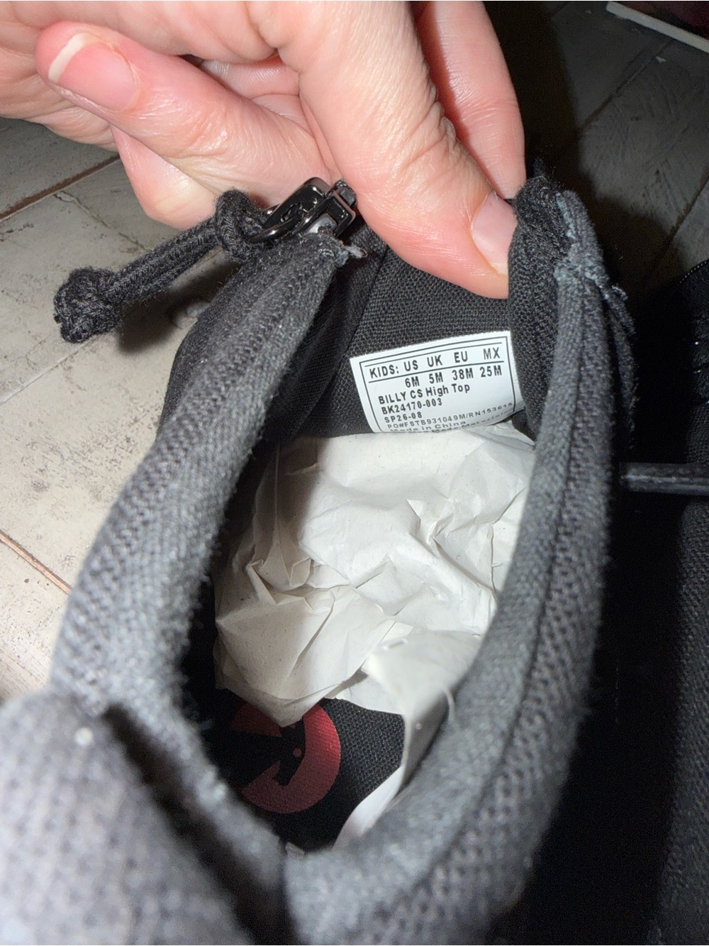 Billy Kids' Black High-Top Sneakers with Gum Sole - Picture 6 of 7